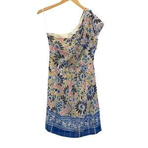 MM Couture by Miss Me One Shoulder Chiffon Floral Geometric Pattern Dress Size M
